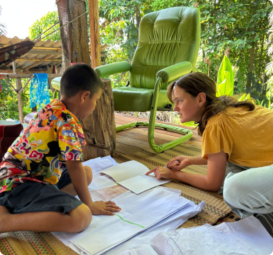 Volunteer working on the farm